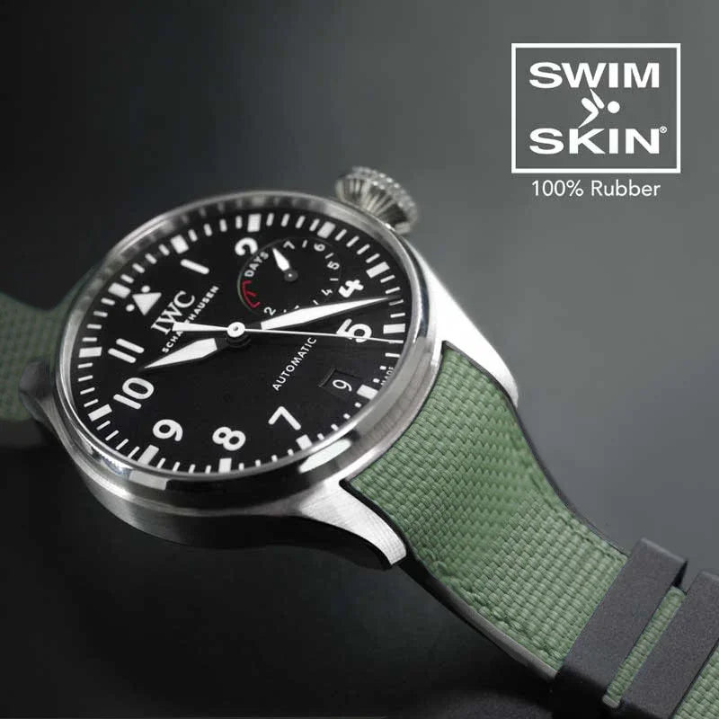 RubberB Ballistic SwimSkin for IWC Big Pilot - Military Green SK22 Strap - detail
