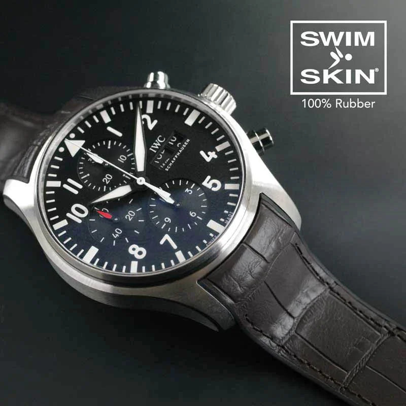 RubberB Alligator SwimSkin for 21mm - Espresso Brown SK21 Strap - detail