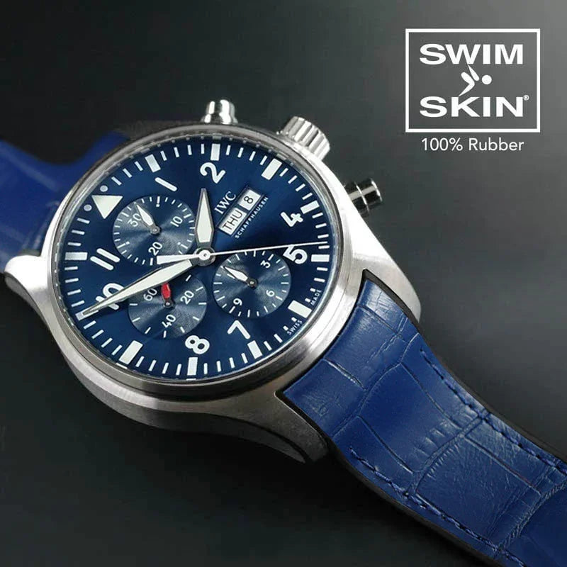 RubberB Alligator SwimSkin 21mm - Navy Blue SK21 Strap - detail