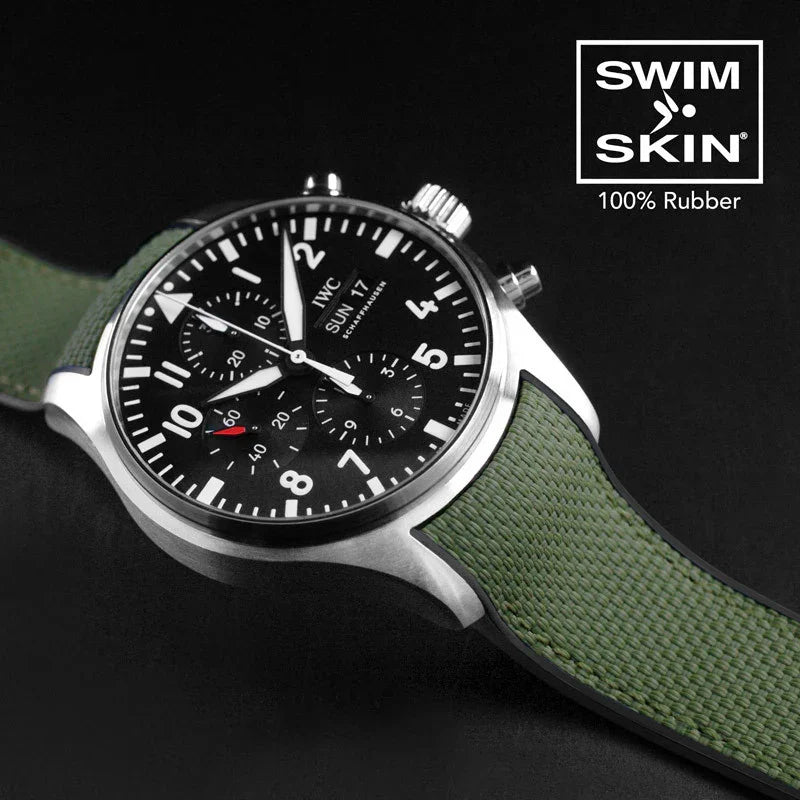 RubberB Ballistic SwimSkin 21mm - Military Green SK21 Strap - detail