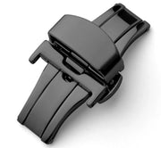 Double folding clasps for leather straps , shiny black PVD - watch accessory
