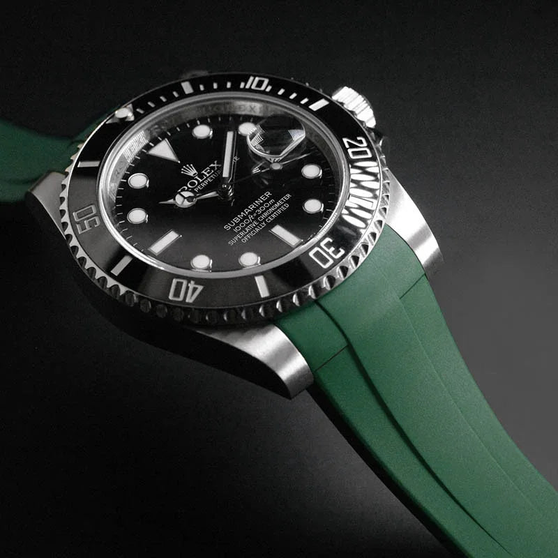 RubberB M206 Pine Green with buckle for Submariner Ceramic 41mm Strap - detail