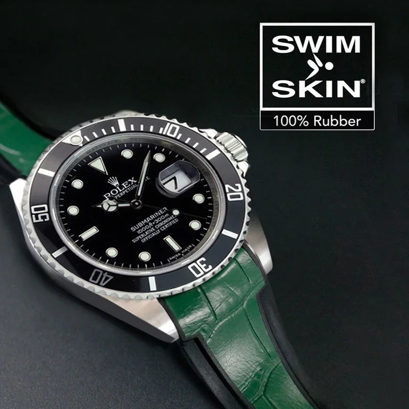 RubberB Swimskin SK20 Alligator - Pine Green Strap - detail