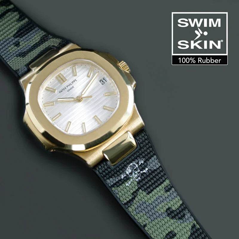 RubberB SwimSkin Twill for Patek Philippe Nautilus - Camo PK79 Strap - detail