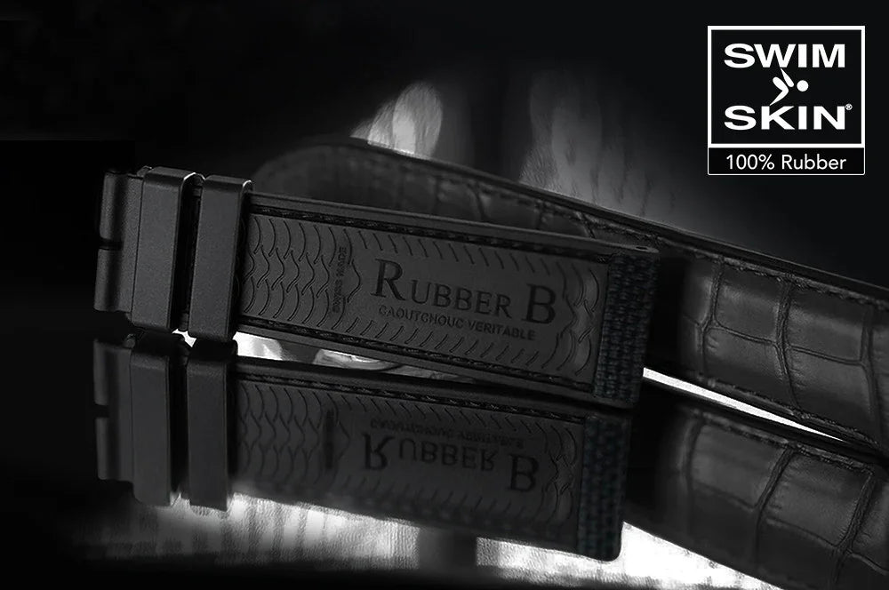 RubberB ST20 Alligator SwimSkin Black Strap - view 6