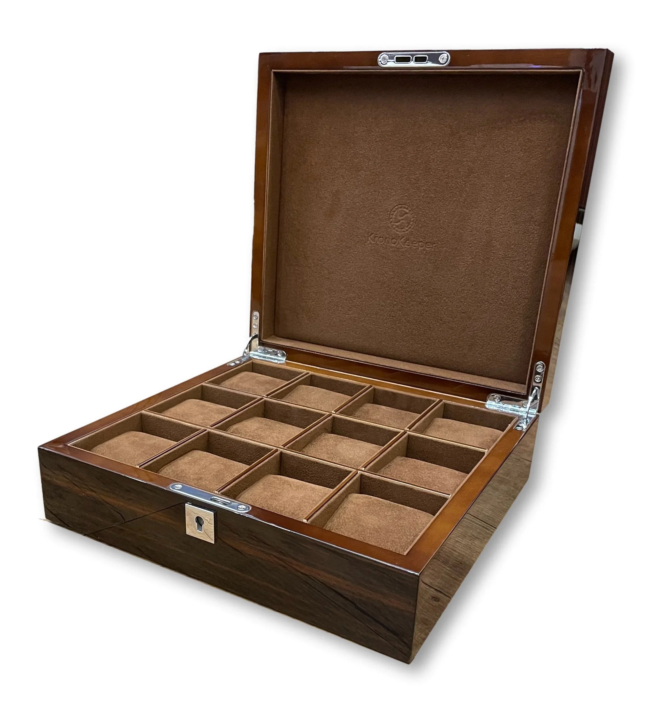 KronoKeeper Marquetry Ebony 12 Watch Box - detail