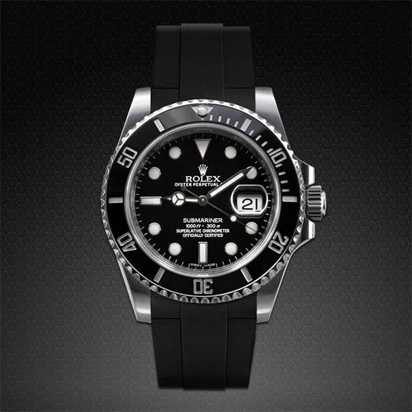 RubberB M206 Pacific Blue with buckle for Submariner Ceramic 41mm Strap - detail