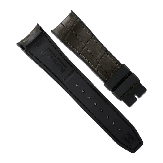 RubberB Alligator SwimSkin for 21mm - Espresso Brown SK21 Strap - alligator leather watch strap