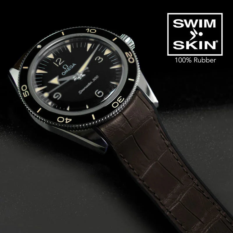 RubberB Alligator SwimSkin for 21mm - Espresso Brown SK21 Strap - view 3