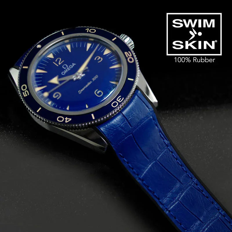 RubberB Alligator SwimSkin 21mm - Navy Blue SK21 Strap - view 3