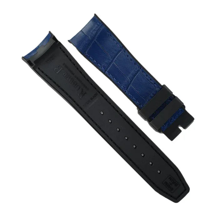 RubberB Alligator SwimSkin 21mm - Navy Blue SK21 Strap - alligator leather watch strap