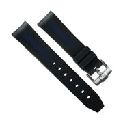 RubberB M106CD Black/blue with buckle Strap - rubber watch strap