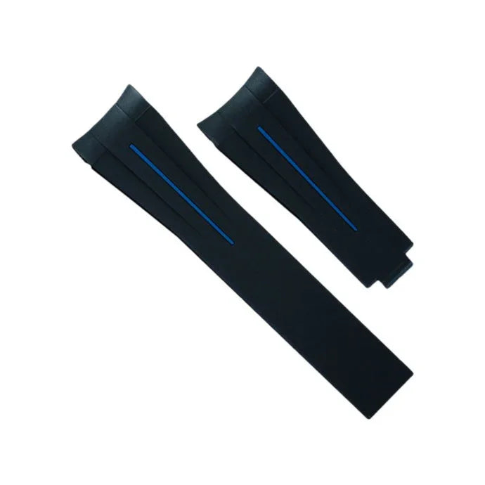 RubberB M103 Black/Blue Strap - rubber watch strap
