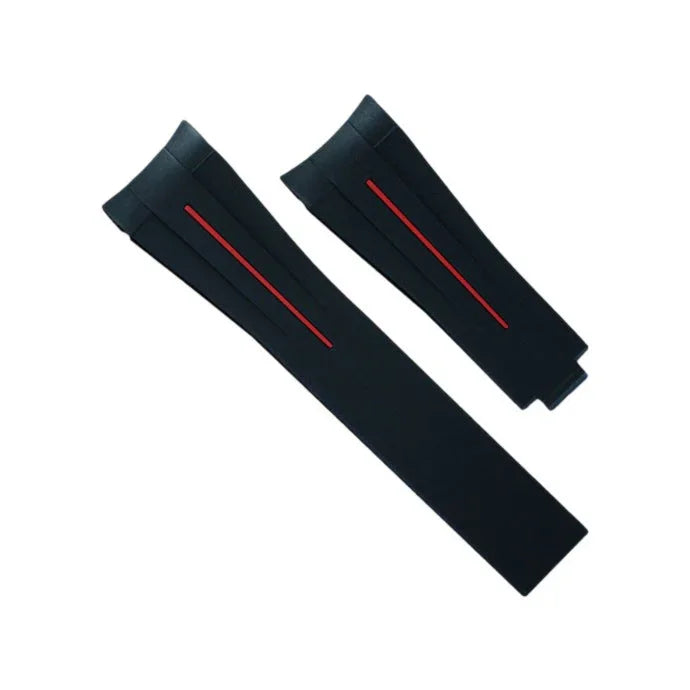 RubberB M103CD Black/ Red Strap - rubber watch strap