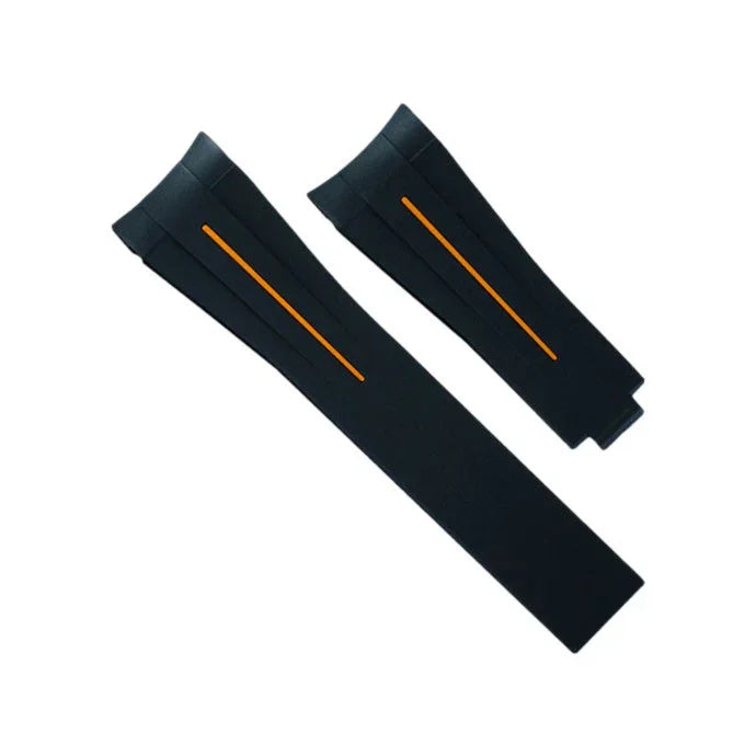 RubberB M105 Black/Orange Strap - rubber watch strap