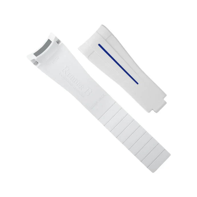RubberB M109 White/Pacific Blue for Rolex Yachtmaster II 44mm Strap - rubber watch strap