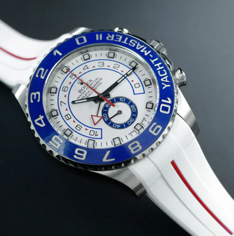 RubberB M109 White/Red for Rolex Yachtmaster II 44mm Strap - detail