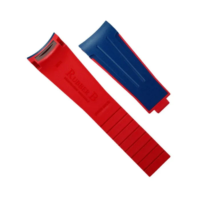 Rubber B Strap M111 Blue/Red for Sky-Dweller on Oyster Strap - rubber watch strap