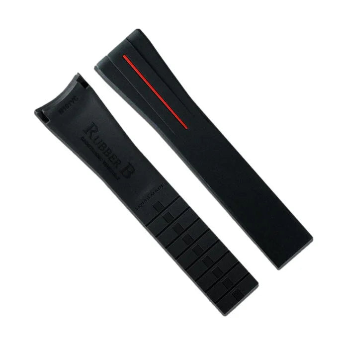 RubberB M101 Black/Red Strap - rubber watch strap