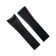 RubberB M101 Black with red stitching Strap - rubber watch strap