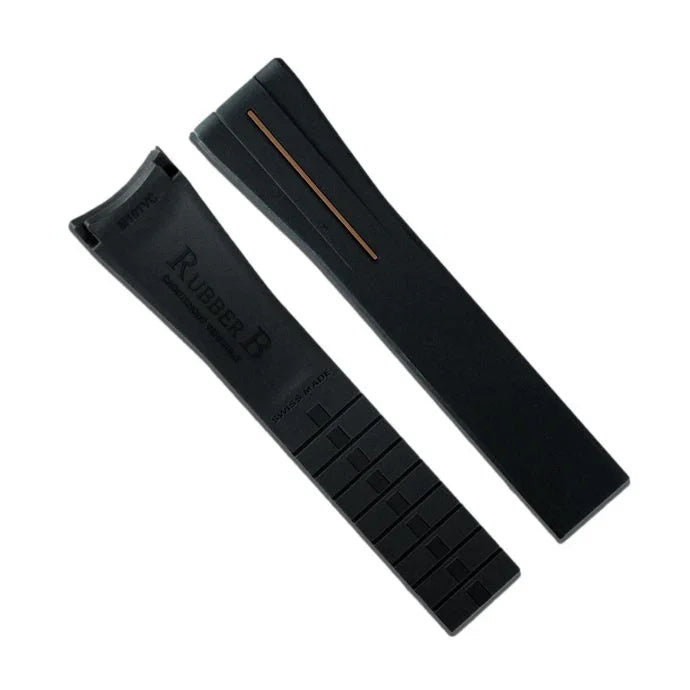 RubberB M101 Black/Brown Strap - rubber watch strap