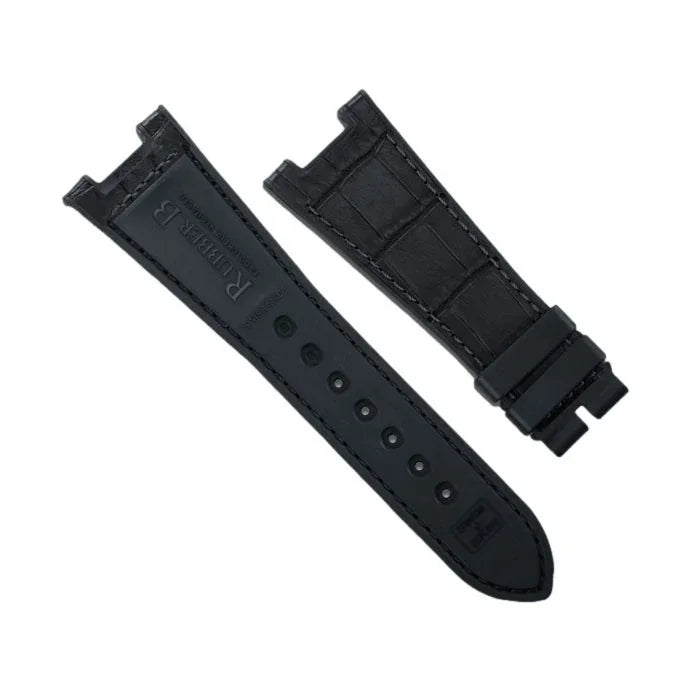 RubberB Alligator SwimSkin for Patek Philippe Nautilus - Black PK79 Strap - alligator leather watch strap