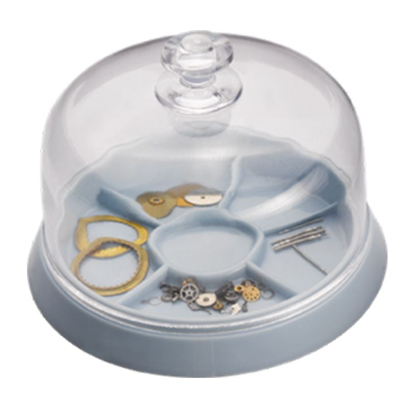 Parts tray with clear plastic cover