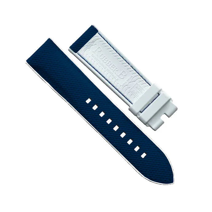 RubberB Ballistic SwimSkin PS22 White Navy Strap - rubber watch strap
