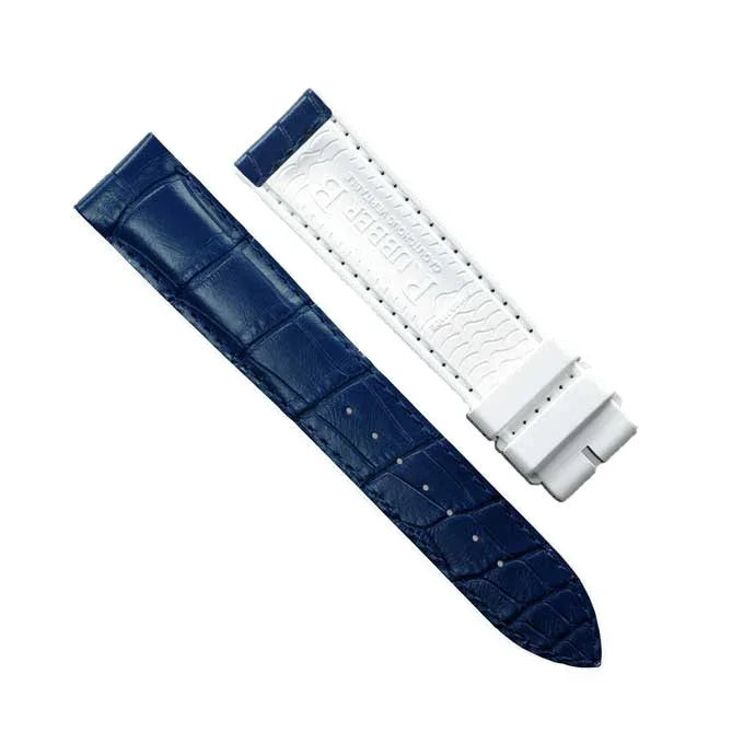 RubberB ST20 Alligator SwimSkin White/Blue Strap - alligator leather watch strap