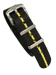 Seat Belt NATO watch strap - Black/Yellow - NATO nylon watch strap