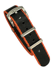 Seat Belt NATO watch strap - Black/Orange - NATO nylon watch strap