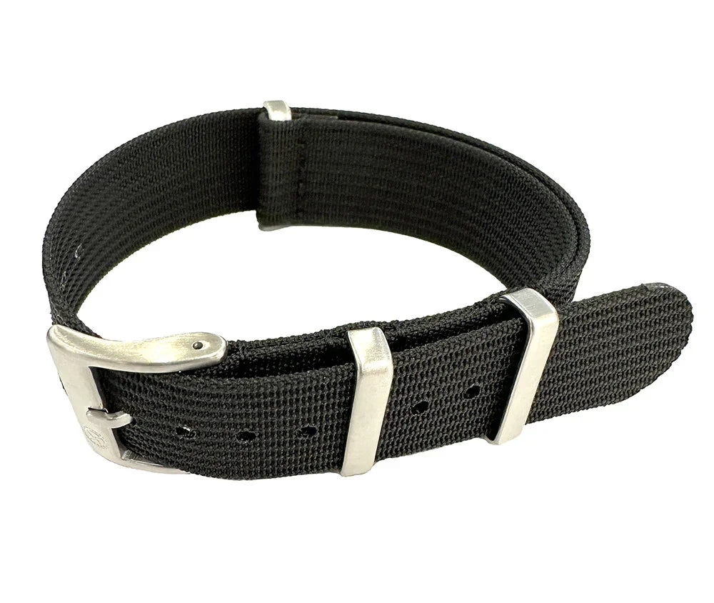 KronoKeeper ribbed nato strap - Black - NATO nylon watch strap