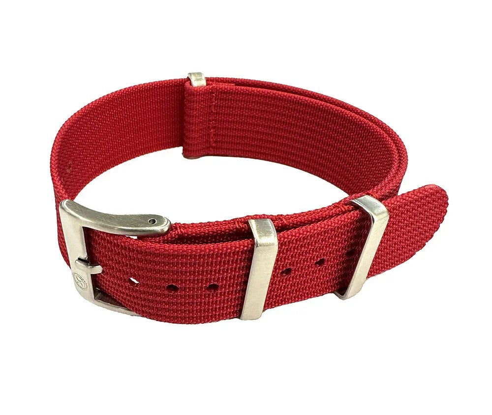 KronoKeeper ribbed nato strap - Red - NATO nylon watch strap