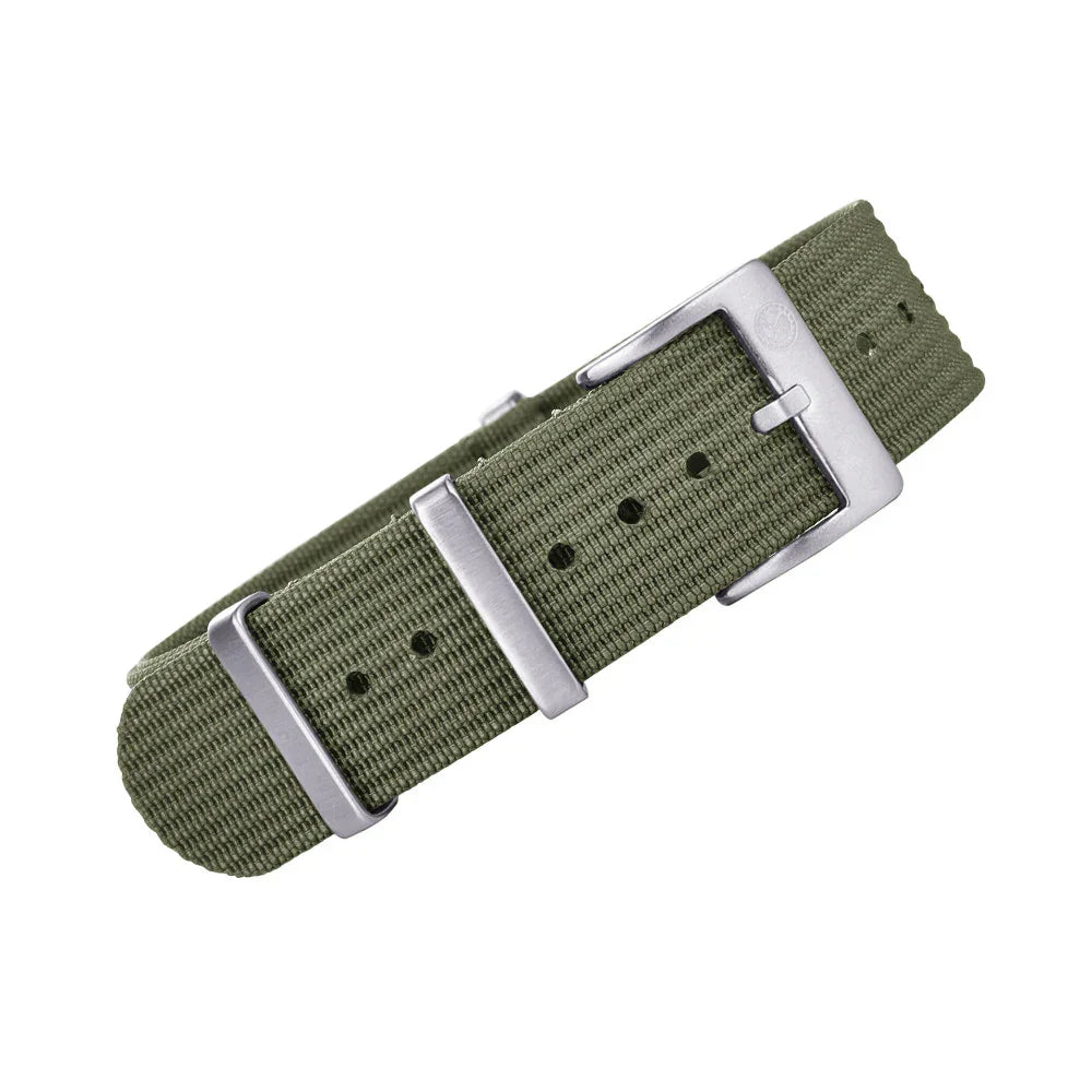 KronoKeeper ribbed nato strap - army green - NATO nylon watch strap