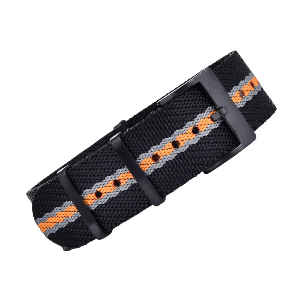 Premium NATO watch strap PVD buckle - Black/Grey/Orange - NATO nylon watch strap