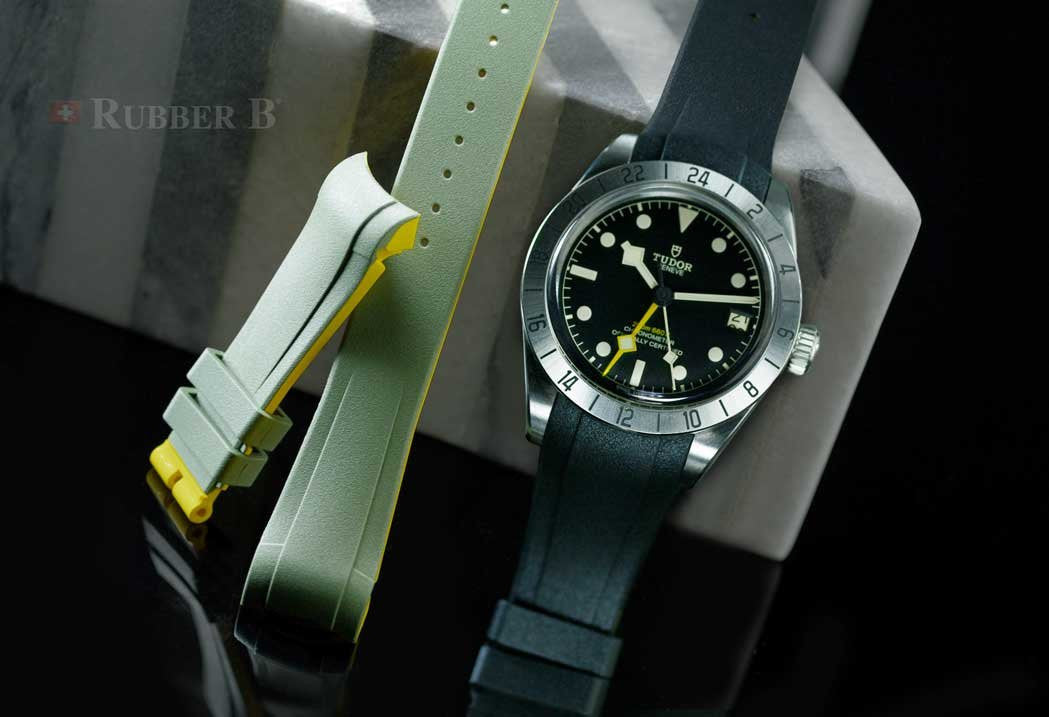 RubberB strap T807 for Tudor Black/Miltary Yellow