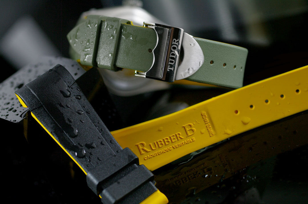 RubberB strap T807 for Tudor Black/Miltary Yellow