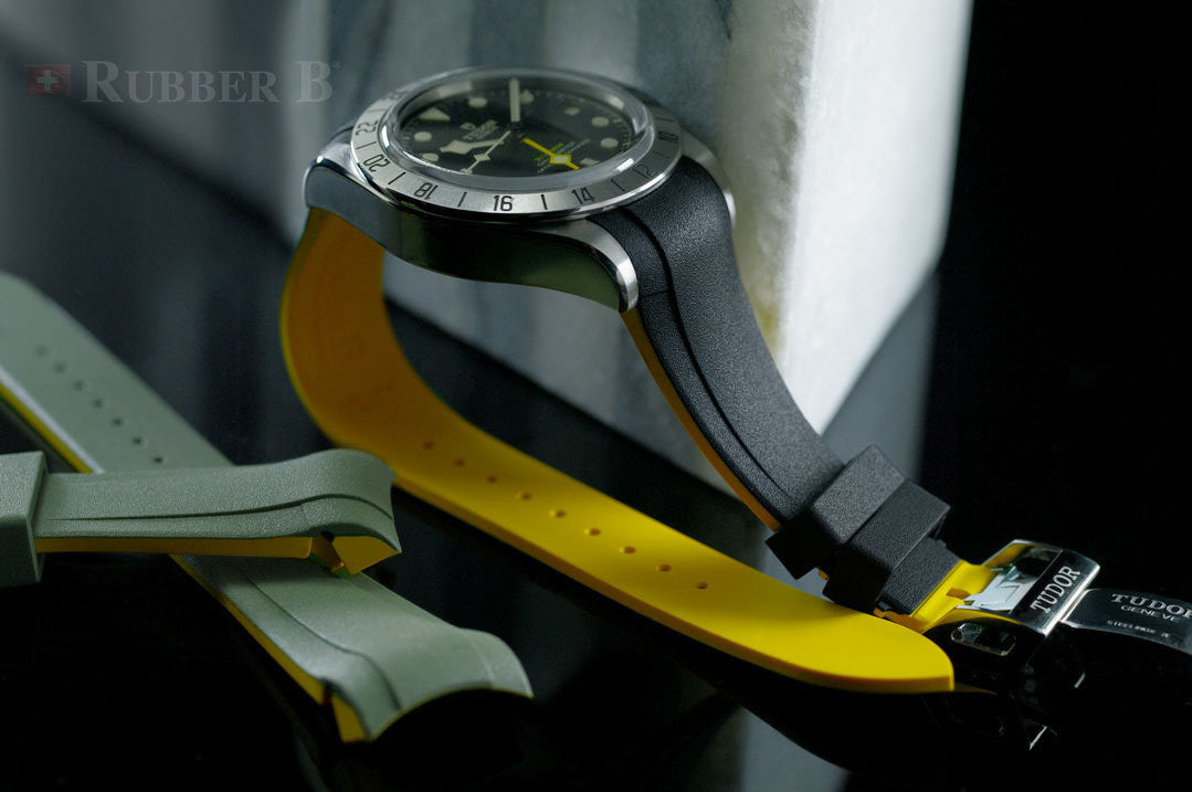 RubberB strap T807 for Tudor Black/Miltary Yellow