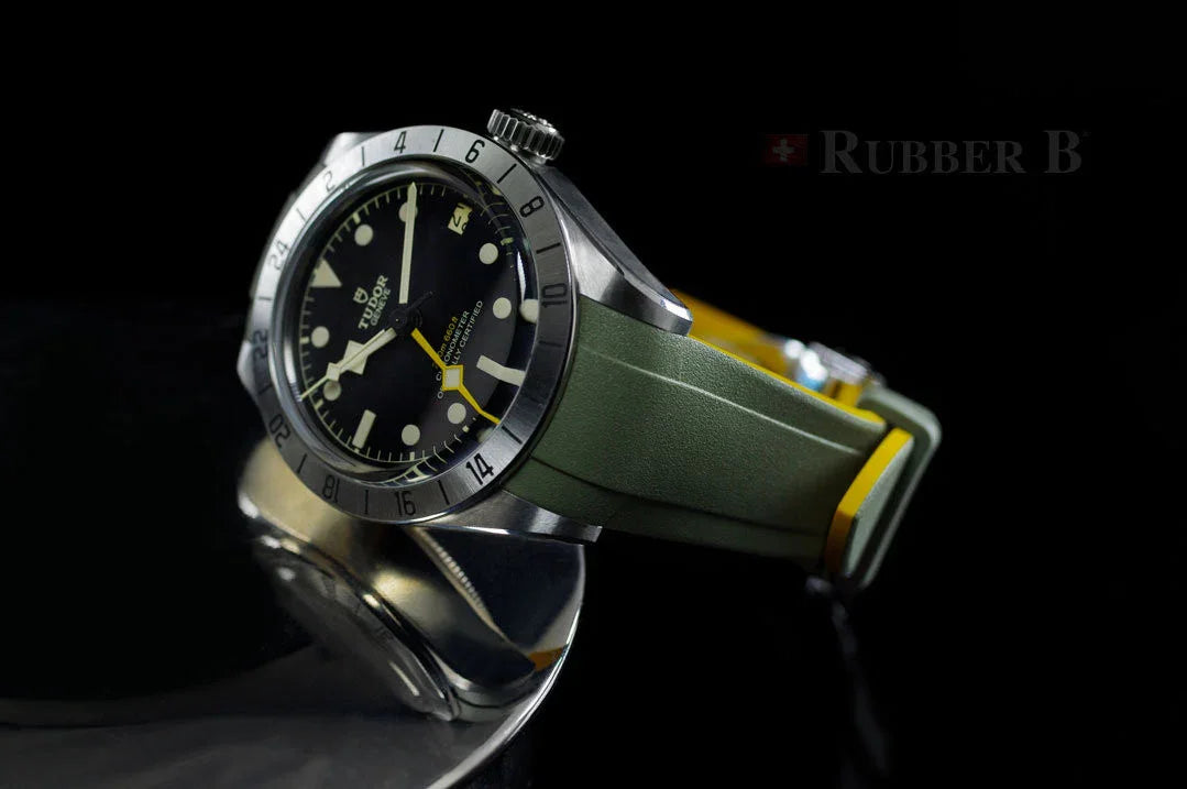 RubberB T807 for Tudor Black Bay Pro - Military Green/Miltary Yellow Strap - view 5