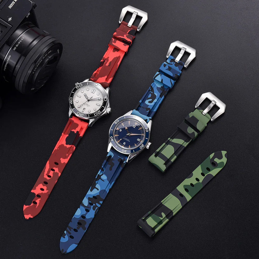 Kronokeeper camouflage rubber strap - Blue - detail