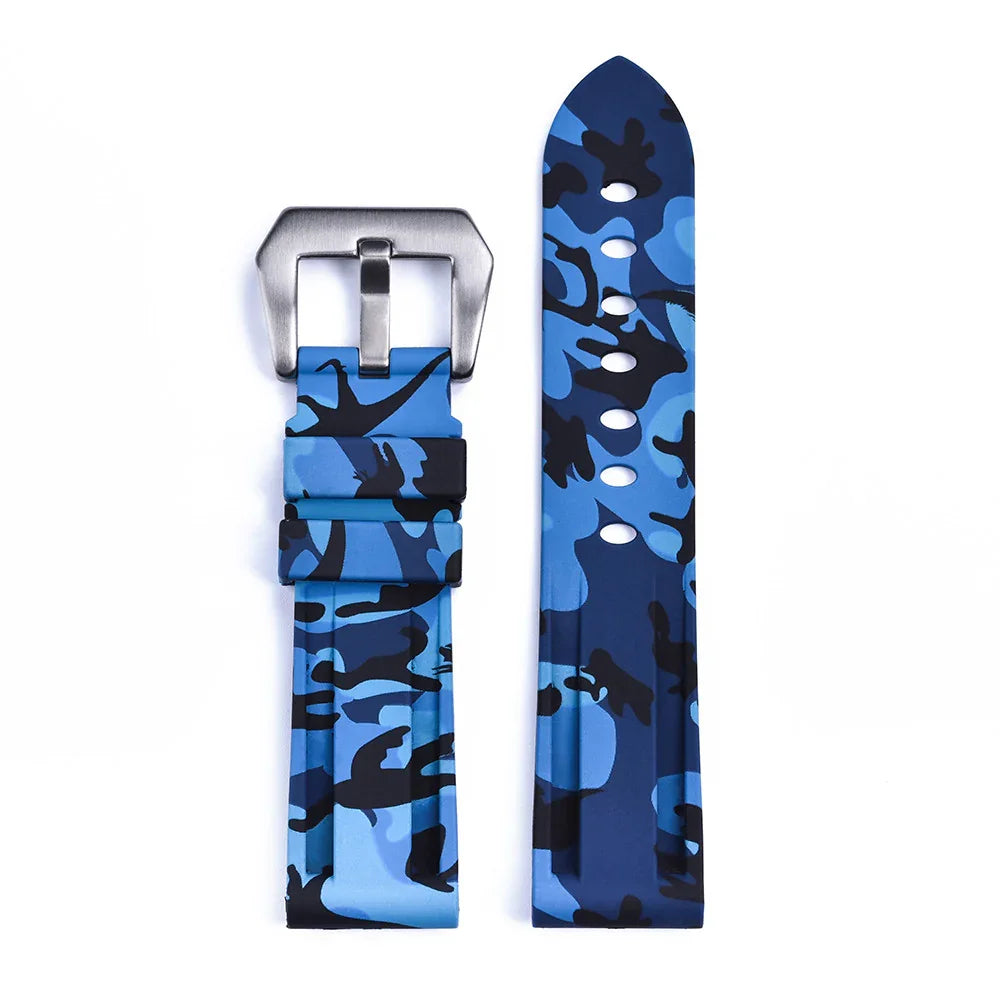 Kronokeeper camouflage rubber strap - Blue - rubber watch strap