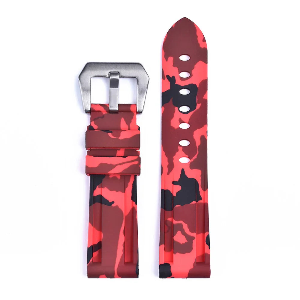 kronokeeper-camouflage-rubber-strap-Red - rubber watch strap