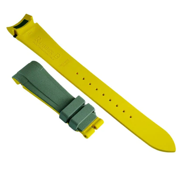 RubberB T807 for Tudor Black Bay Pro - Military Green/Miltary Yellow Strap - rubber watch strap