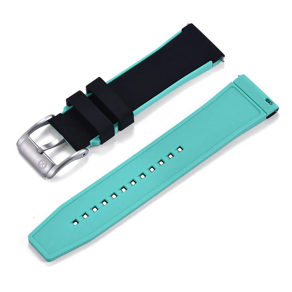 Rubber strap dual colors - Black/Green - rubber watch strap