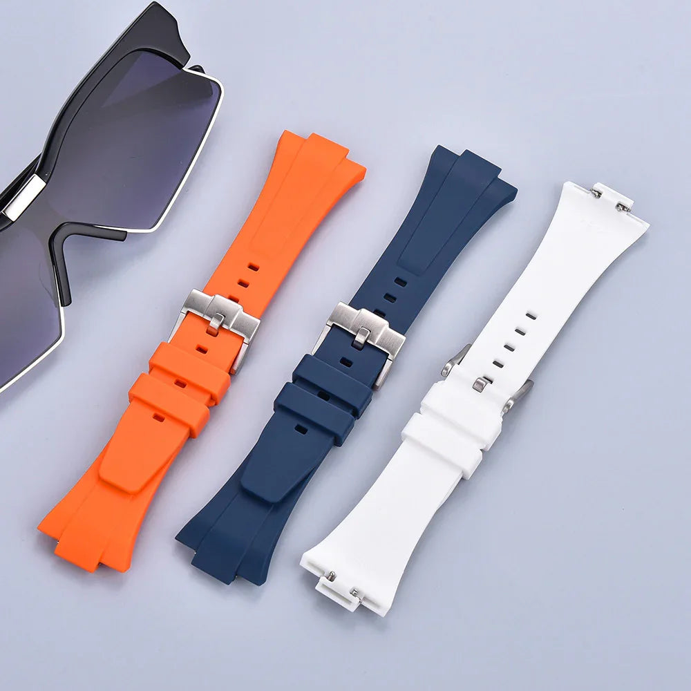 Rubber strap for Tissot PRX - Orange - view 3