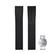 KronoKeeper adjustable Rubber Strap with deployant clasp - Black - rubber watch strap