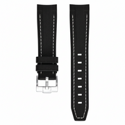 Tekstura ng goma na strap para sa Omega MoonSwatch - Itim/Puti