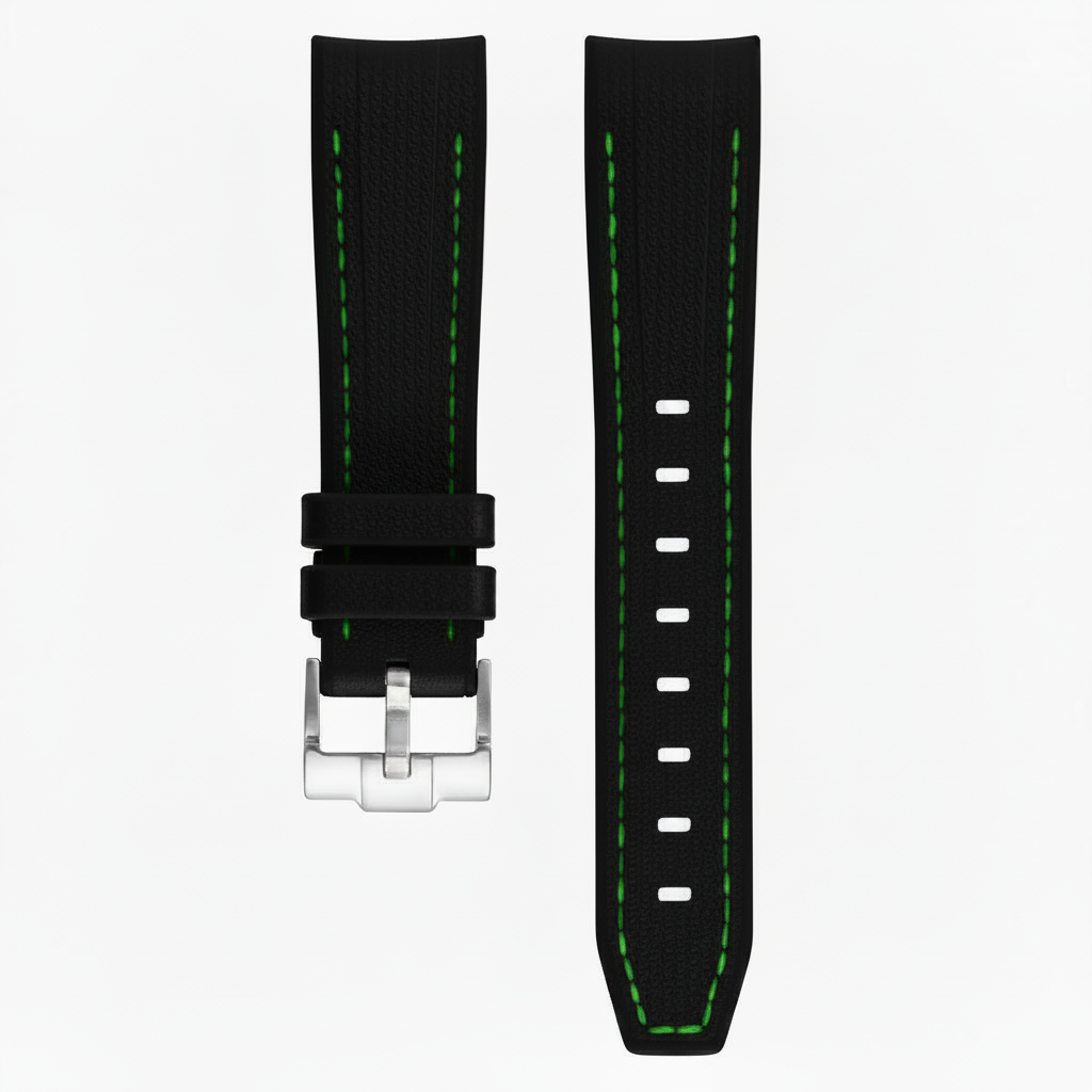 Rubber strap texture for Omega MoonSwatch - Black/Green