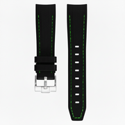 Tekstura ng goma na strap para sa Omega MoonSwatch - Itim/Berde