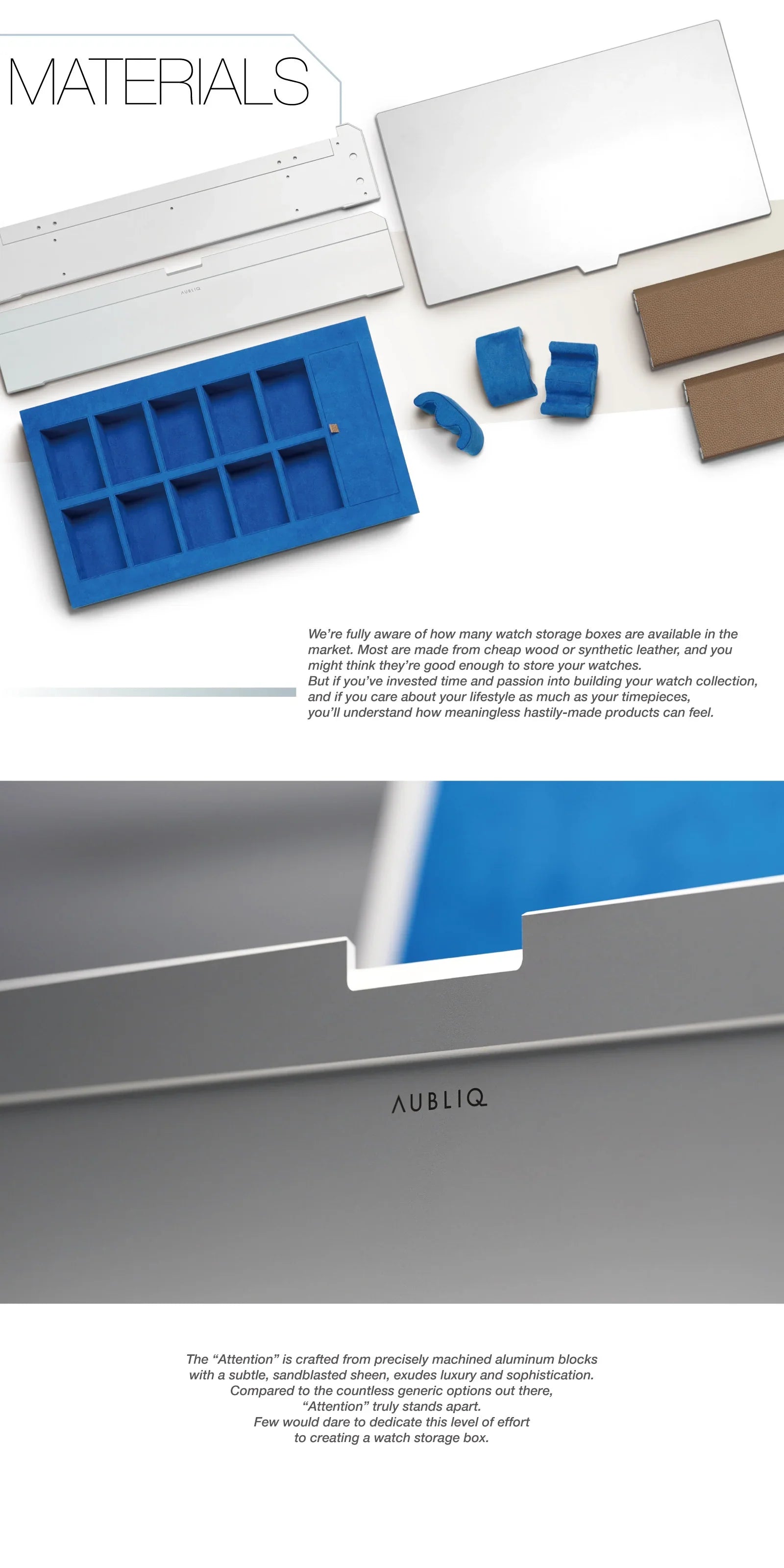 Aubliq 10 or 12 watch box in Dark Grey aluminium and calf leather - view 5